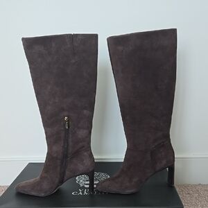 NIB Vince Camuto Elegant Brown Suede Knee-High Women's Boots, 9.5 Wide Calf